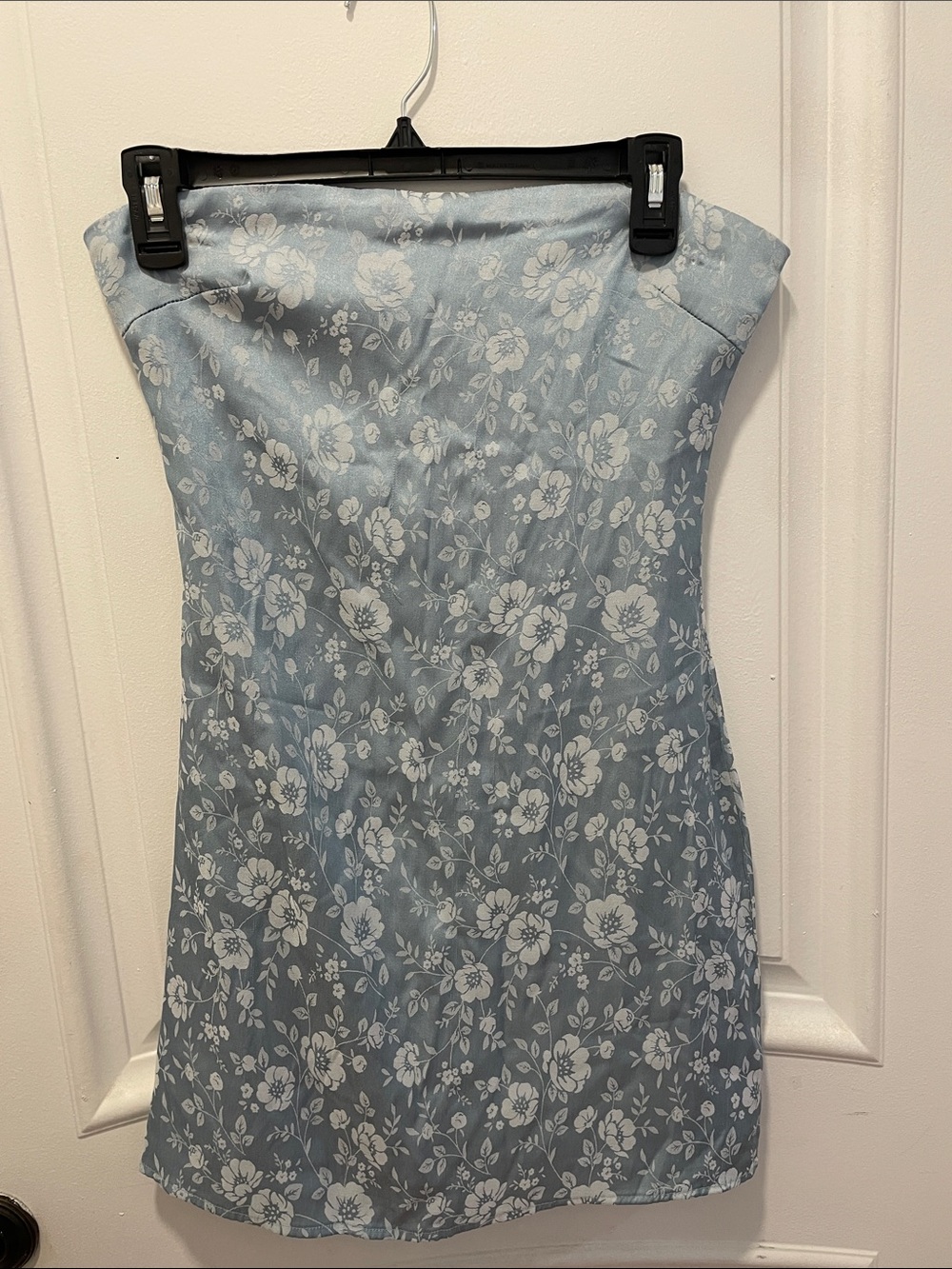 Princess Polly Powder Blue Strapless Floral Mini Dress